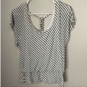 White House Black Market Gray Striped Blouse
